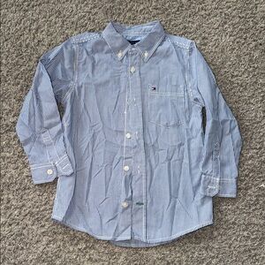 Tommy Hilfiger Kids Blue and White Striped Button Down Shirt